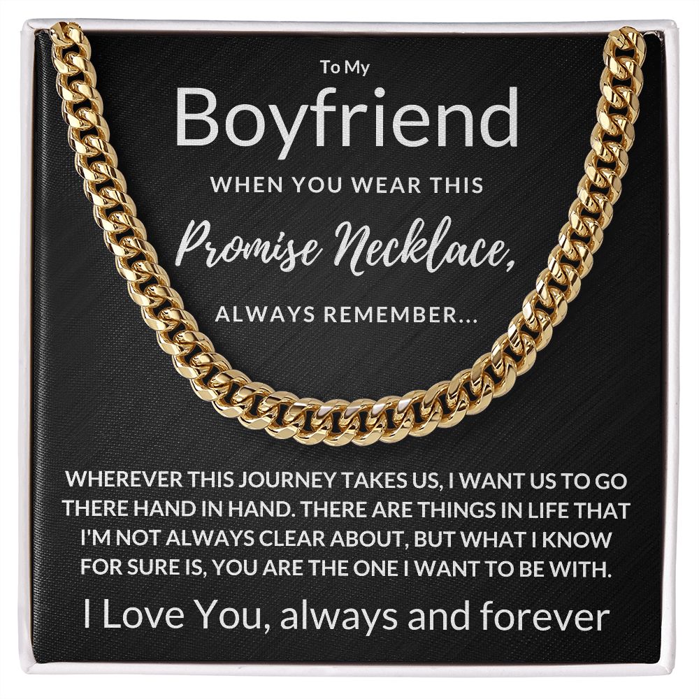 Boyfriend Gift, Always Remember - Cuban Link Chain, 14k Gold Finish Necklace