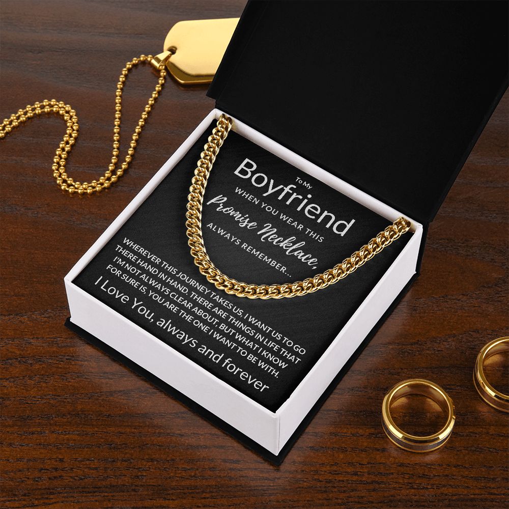 Boyfriend Gift, Always Remember - Cuban Link Chain, 14k Gold Finish Necklace