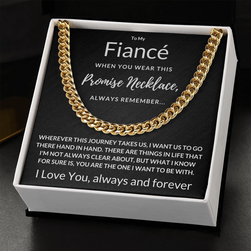 Fiancé Gift, Always Remember - Cuban Link Chain, blk