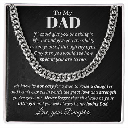 To Dad from Daughter, if I could - Cuban Link Chain, Father's Day gift from Daughter | Dad Birthday Present, hgs019