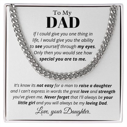 To Dad from Daughter, if I could - Cuban Link Chain, Father's Day gift from Daughter | Dad Birthday Present, hgs019.3