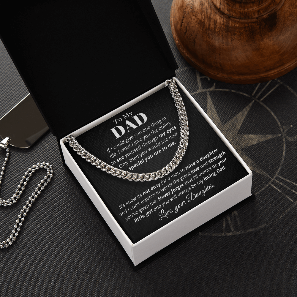 To Dad from Daughter, if I could - Cuban Link Chain, Father's Day gift from Daughter | Dad Birthday Present, hgs019