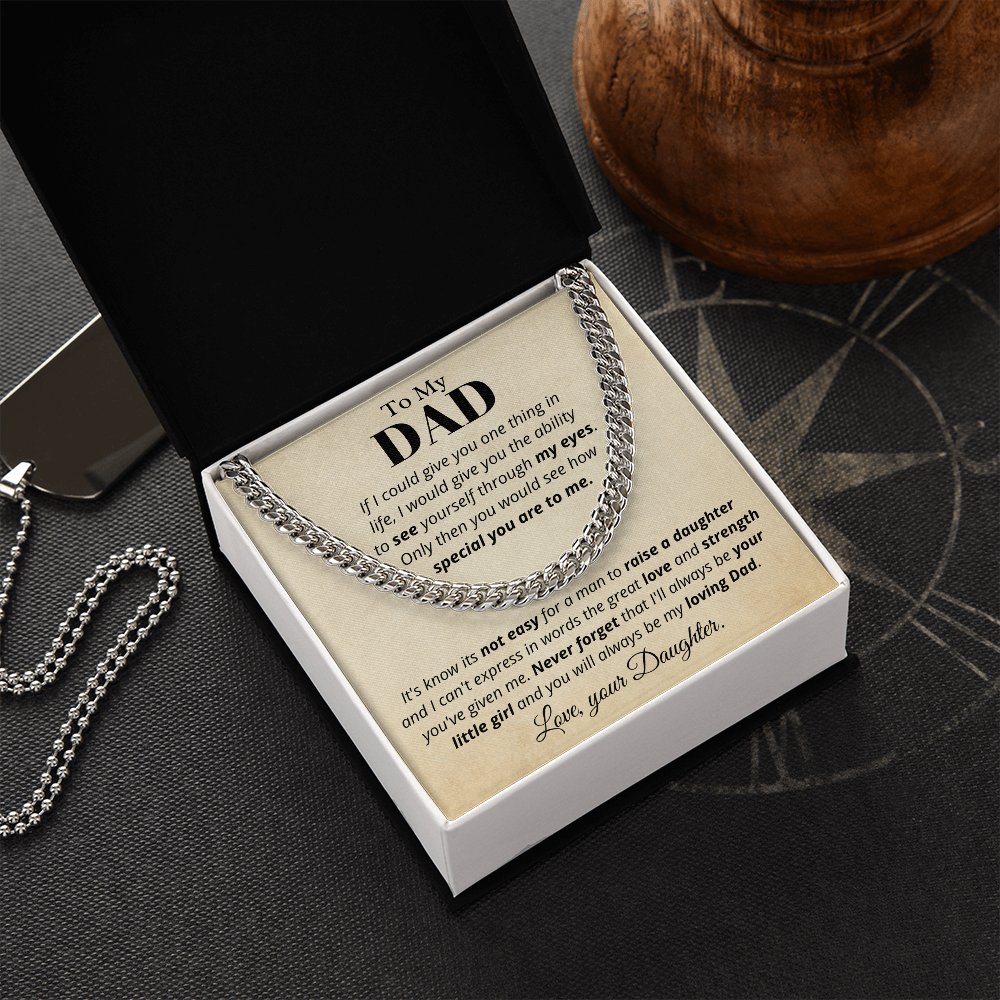 To Dad from Daughter, if I could - Cuban Link Chain, Father's Day gift from Daughter | Dad Birthday Present, hgs019.2