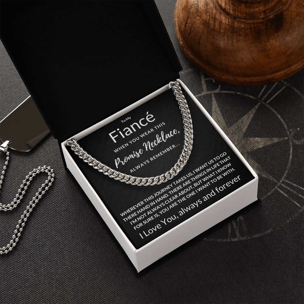 Fiancé Gift, Always Remember - Cuban Link Chain, blk