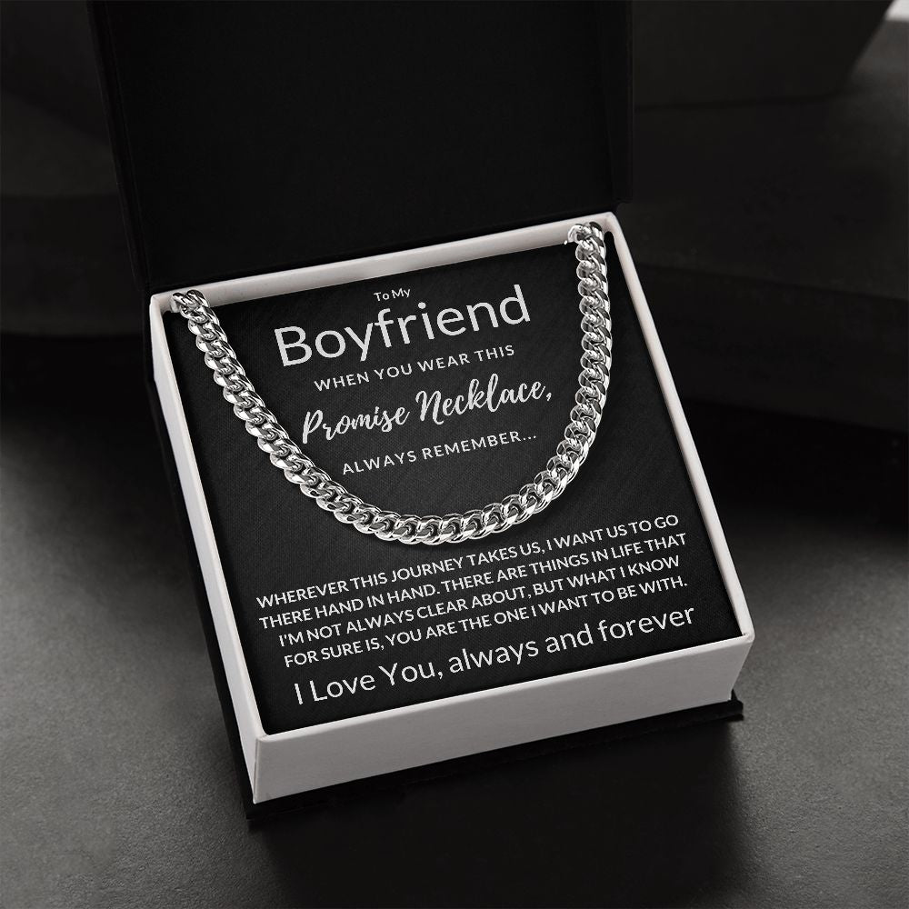 Boyfriend Gift, Always Remember - Cuban Link Chain, Polished Stainless Steel Necklace