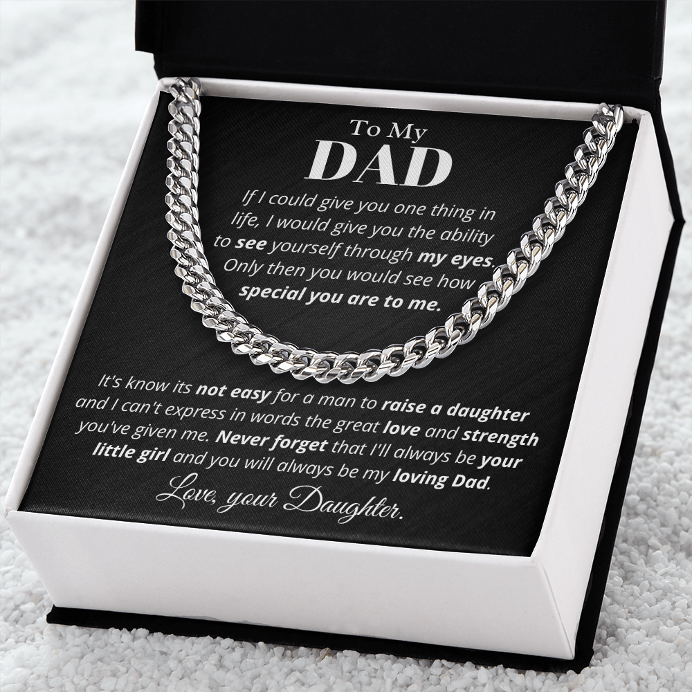 To Dad from Daughter, if I could - Cuban Link Chain, Father's Day gift from Daughter | Dad Birthday Present, hgs019