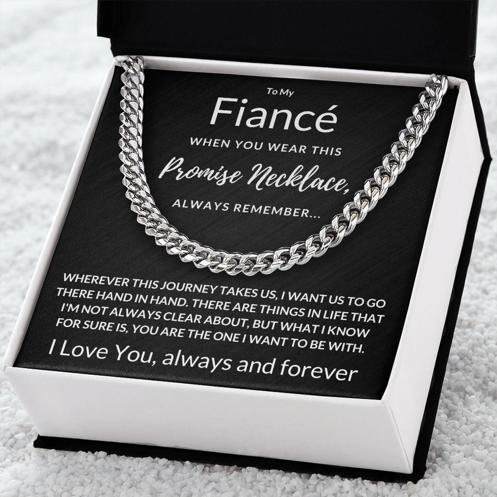 Fiancé Gift, Always Remember - Cuban Link Chain, blk