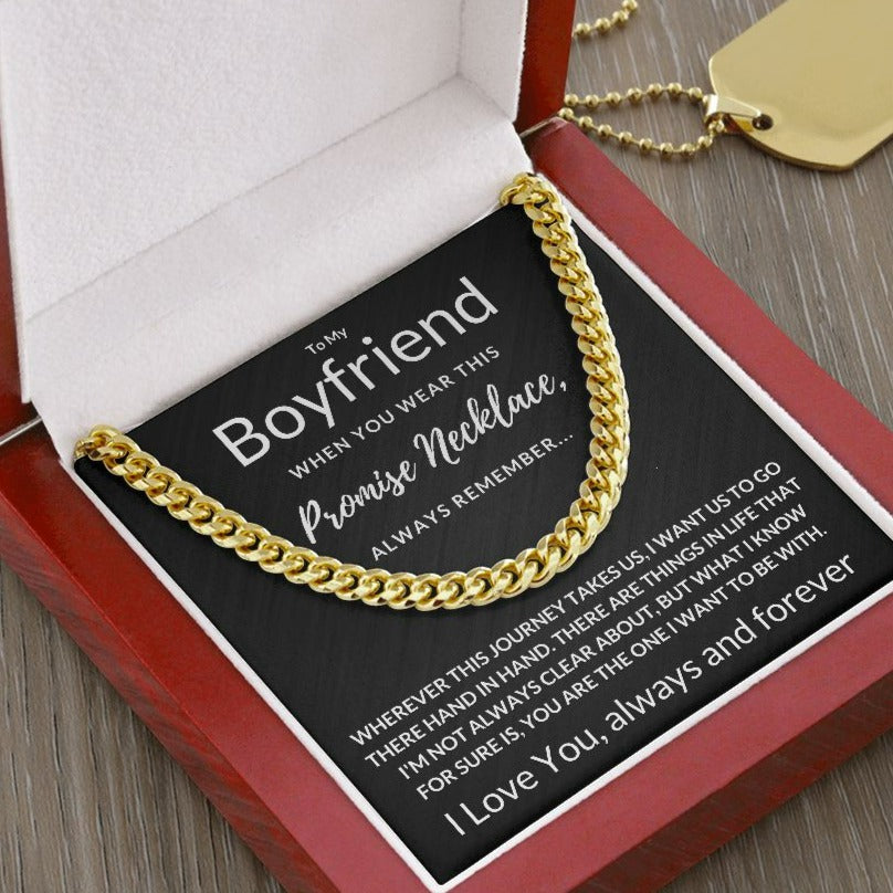 Boyfriend Gift, Always Remember - Cuban Link Chain, 14k Gold Finish Necklace