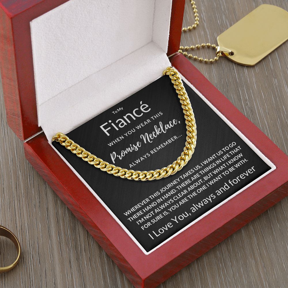 Fiancé Gift, Always Remember - Cuban Link Chain, blk