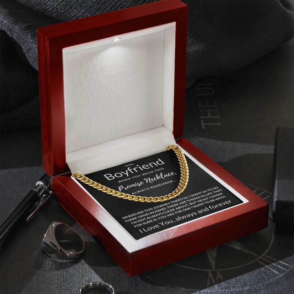 Boyfriend Gift, Always Remember - Cuban Link Chain, 14k Gold Finish Necklace