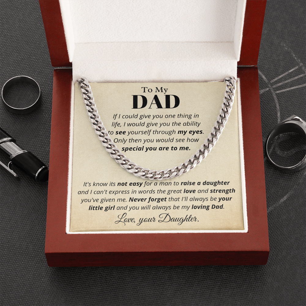 To Dad from Daughter, if I could - Cuban Link Chain, Father's Day gift from Daughter | Dad Birthday Present, hgs019.2