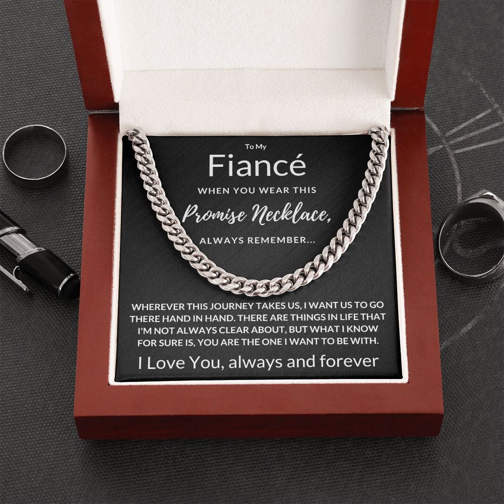 Fiancé Gift, Always Remember - Cuban Link Chain, blk