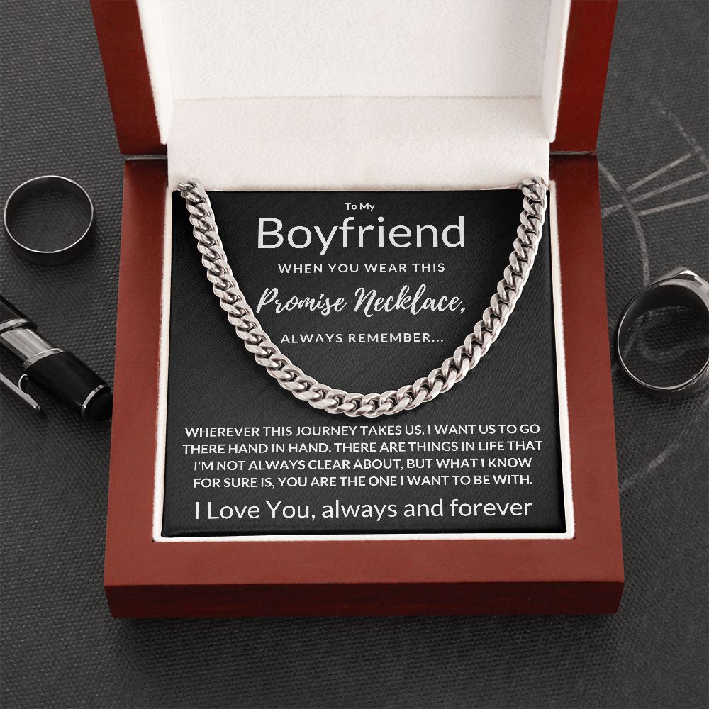 Boyfriend Gift, Always Remember - Cuban Link Chain, Polished Stainless Steel Necklace