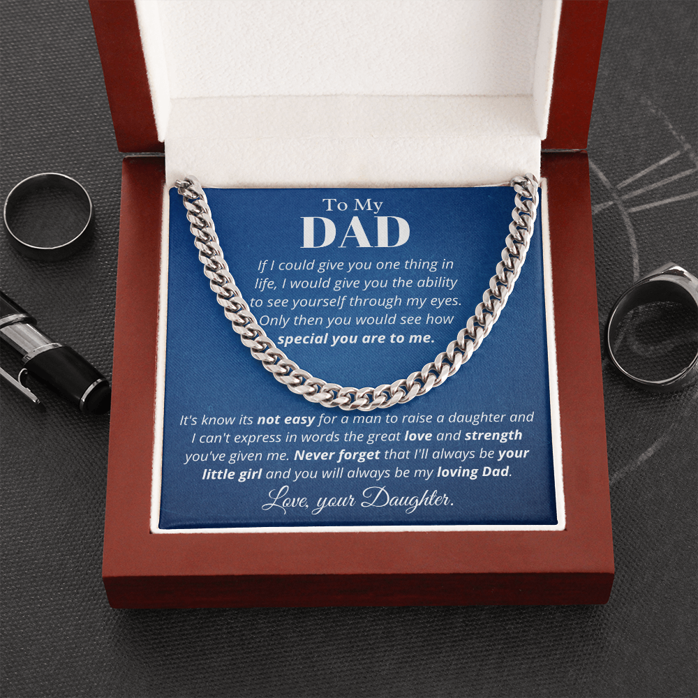 To Dad from Daughter, if I could - Cuban Link Chain, Father's Day gift from Daughter | Dad Birthday Present, hgs019.1