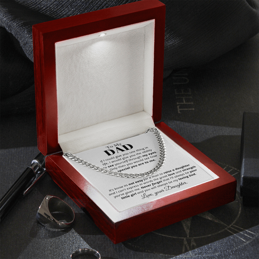 To Dad from Daughter, if I could - Cuban Link Chain, Father's Day gift from Daughter | Dad Birthday Present, hgs019.3