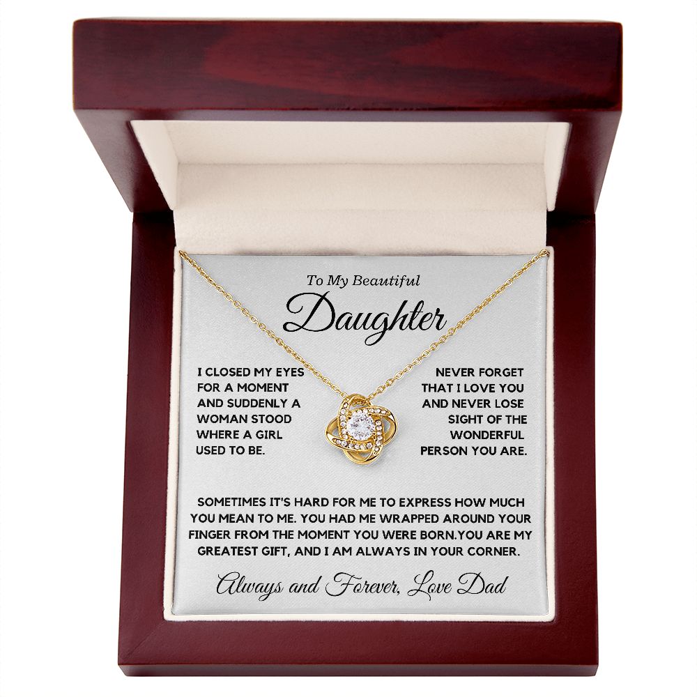My Daughter, wrapped around your finger, love Dad - Love Knot Necklace, hgs037.2