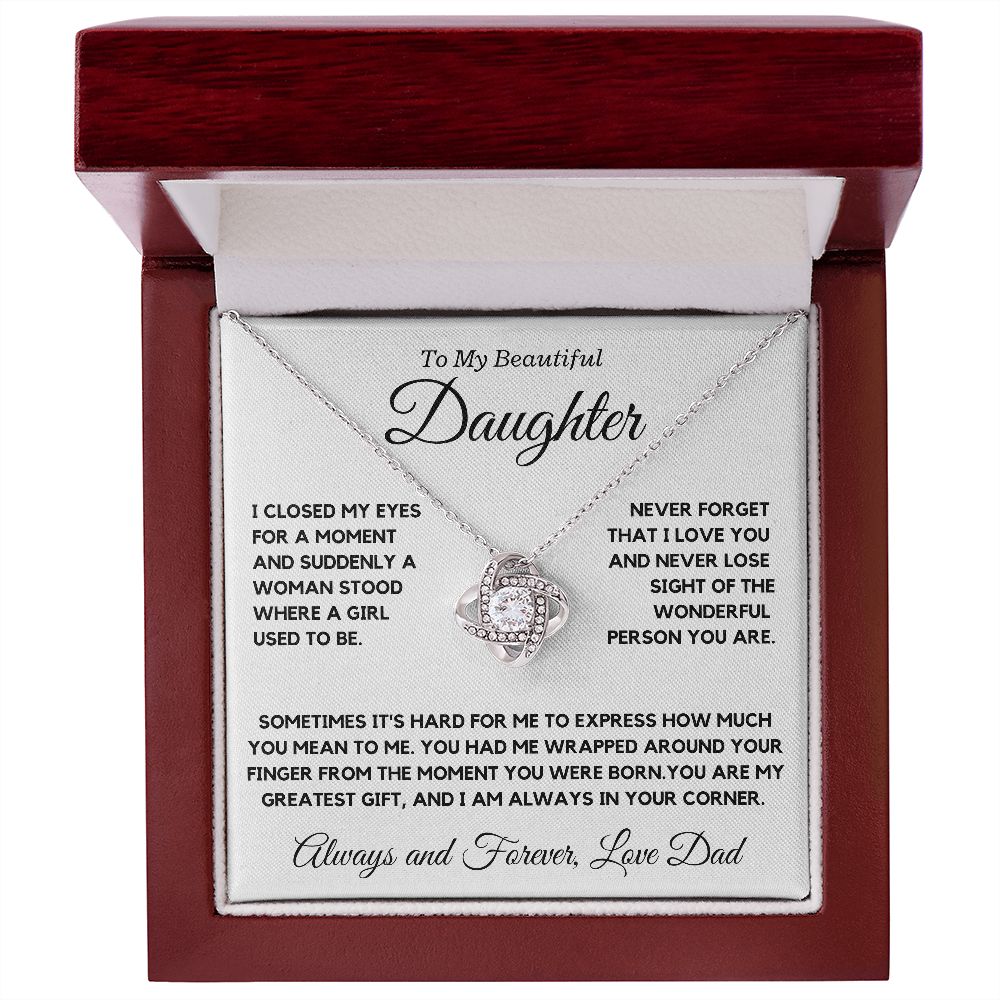 My Daughter, wrapped around your finger, love Dad - Love Knot Necklace, hgs037.2