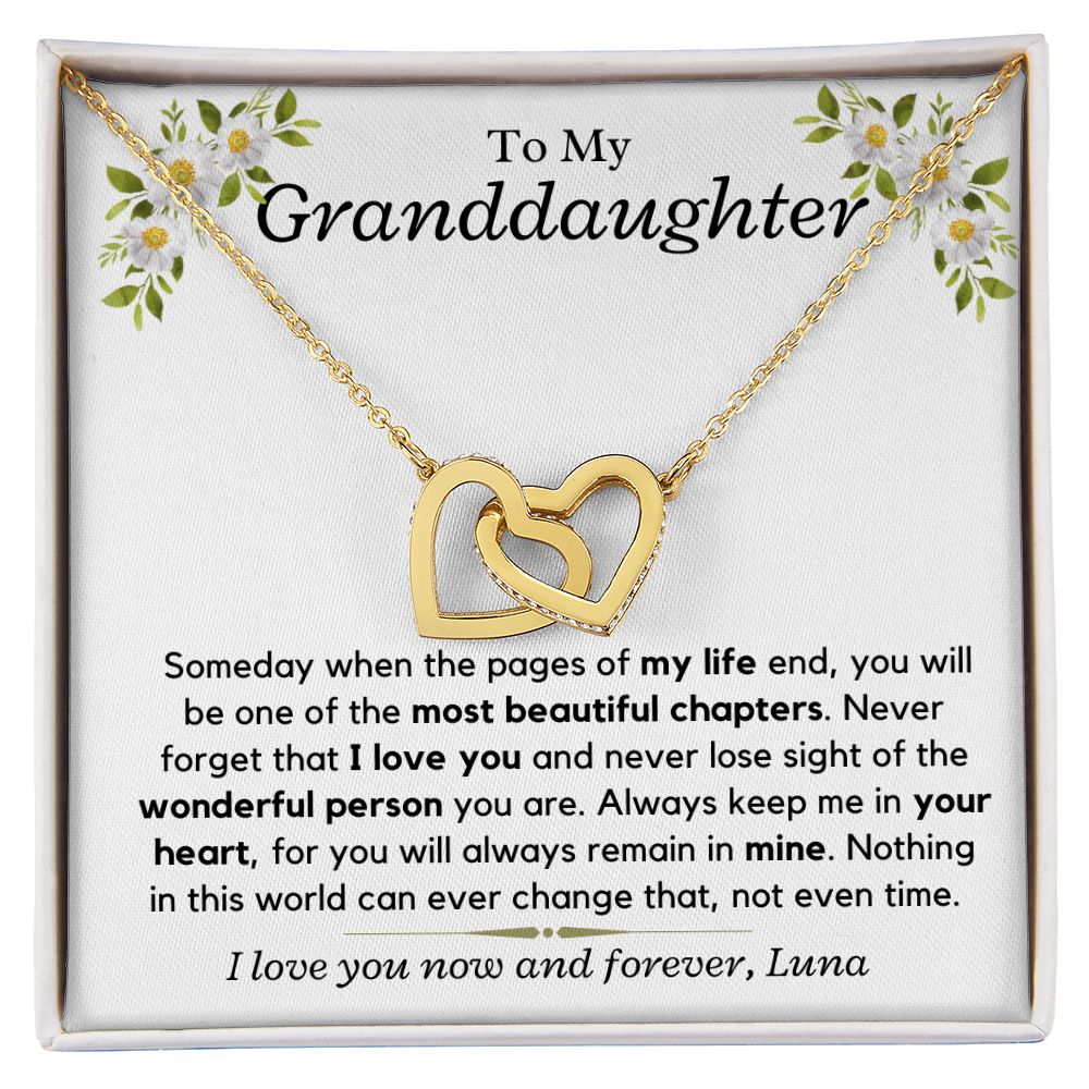 Granddaughter, keep me in your heart, from LUNA - Interlocking Hearts Necklace, hgs028.4.2