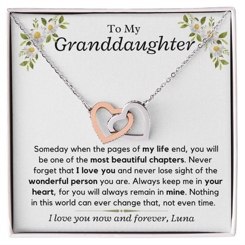 Granddaughter, keep me in your heart, from LUNA - Interlocking Hearts Necklace, hgs028.4.2