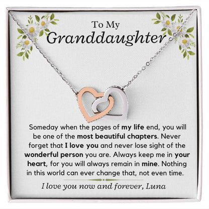 Granddaughter, keep me in your heart, from LUNA - Interlocking Hearts Necklace, hgs028.4.2