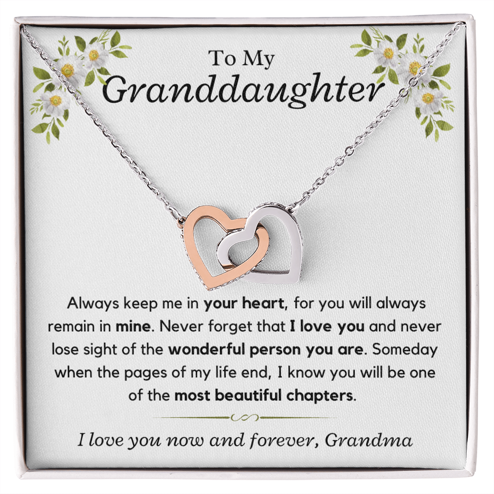 Granddaughter, keep me in your heart - Interlocking Hearts Necklace, hgs028.3