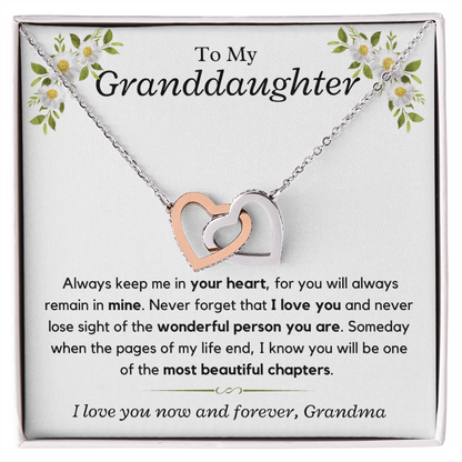 Granddaughter, keep me in your heart - Interlocking Hearts Necklace, hgs028.3