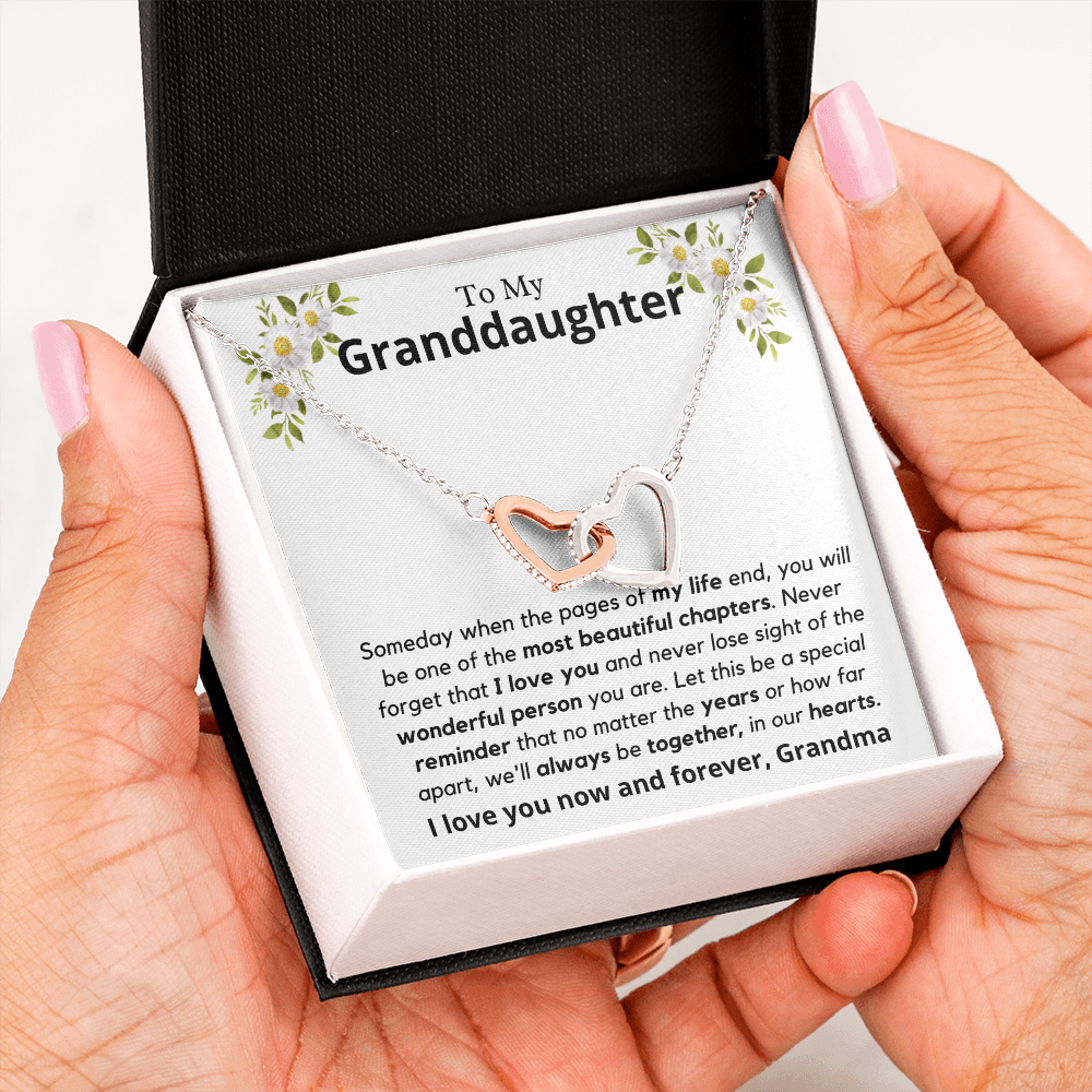 Granddaughter, someday when the pages of my life - Interlocking Hearts Necklace, hgs028.4.1