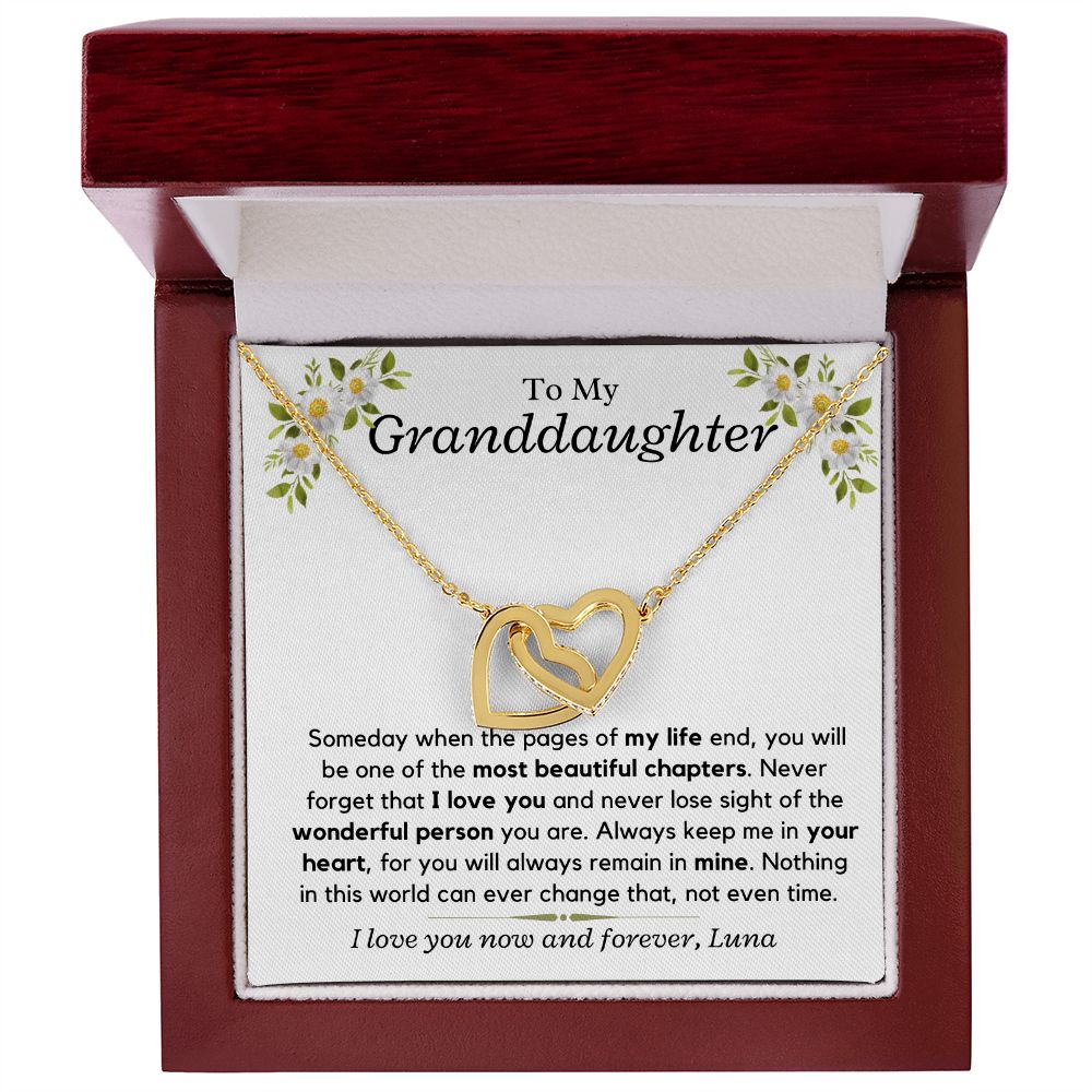 Granddaughter, keep me in your heart, from LUNA - Interlocking Hearts Necklace, hgs028.4.2