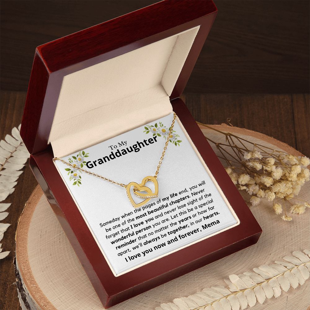Granddaughter, someday when the pages of my life - Interlocking Hearts Necklace, hgs028.4.1, gift from Mema