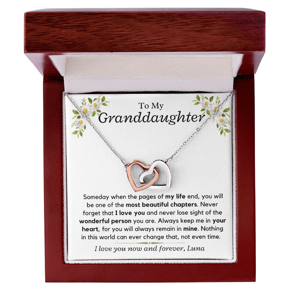 Granddaughter, keep me in your heart, from LUNA - Interlocking Hearts Necklace, hgs028.4.2