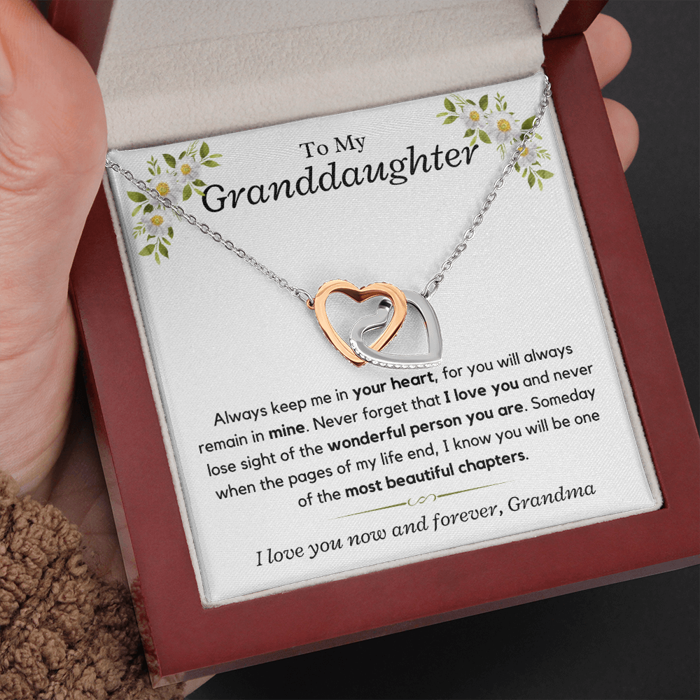 Granddaughter, keep me in your heart - Interlocking Hearts Necklace, hgs028.3