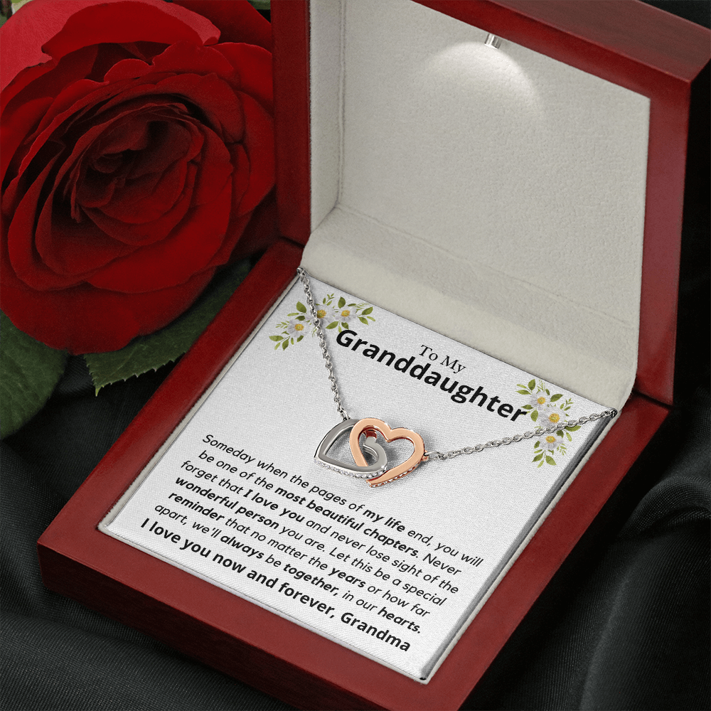Granddaughter, someday when the pages of my life - Interlocking Hearts Necklace, hgs028.4.1