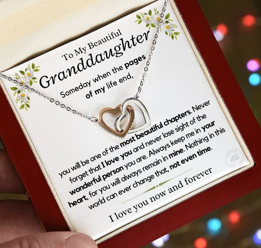Granddaughter, keep me in your heart - Interlocking Hearts Necklace, hgs028.41