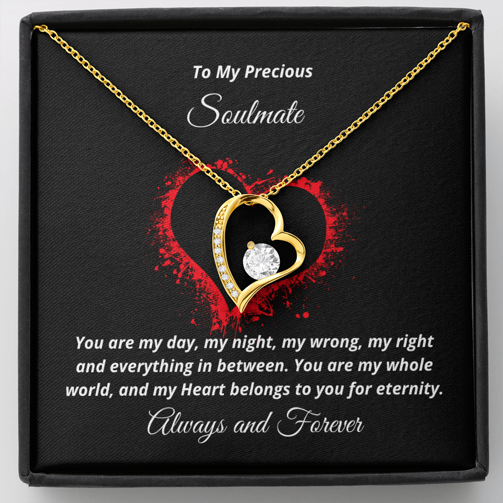 To My Precious Soulmate, My Heart belongs to You - 18K Gold Forever Love Necklace blk/gold