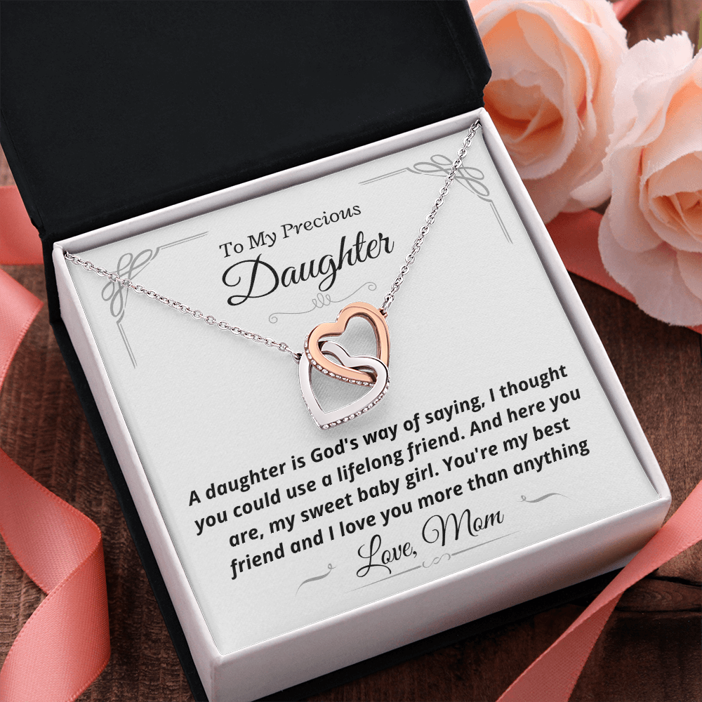 Precious Daughter, from Mom, God's way - Interlocking Hearts Necklace, hgs022
