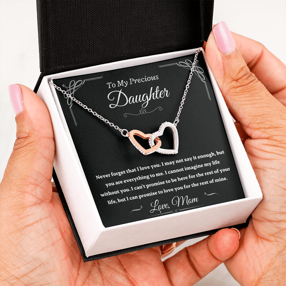 Precious Daughter from Mom, never forget - Interlocking Hearts Necklace, hgs024.1