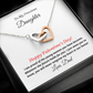 To My Precious Daughter, Love Dad. You'll never outgrow my heart -Interlocking Hearts Necklace, wht