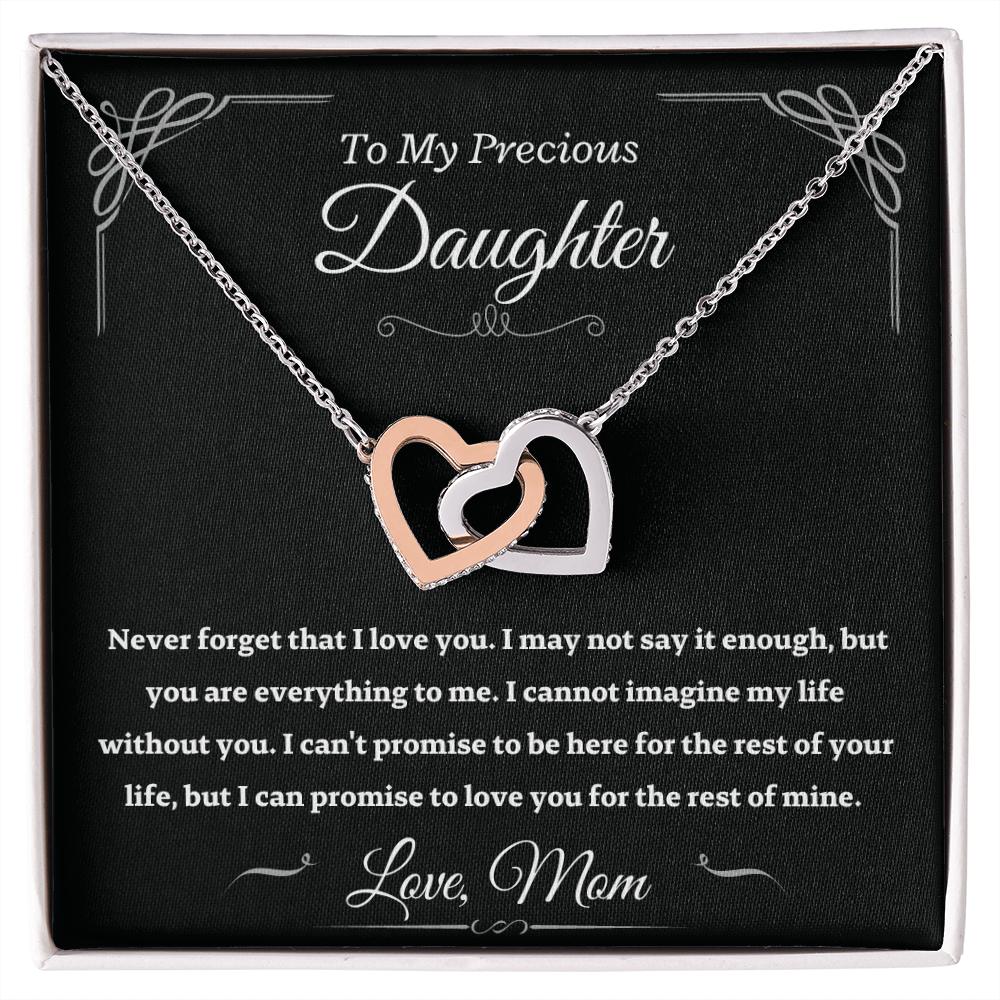 Precious Daughter from Mom, never forget - Interlocking Hearts Necklace, hgs024.1