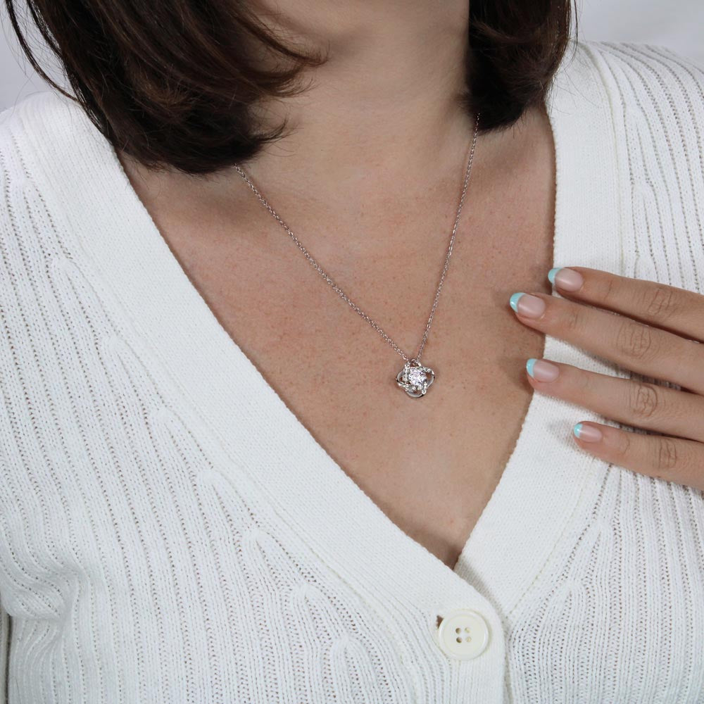 Wonderful Mother from Daughter - Love Knot Necklace, wht, stnl