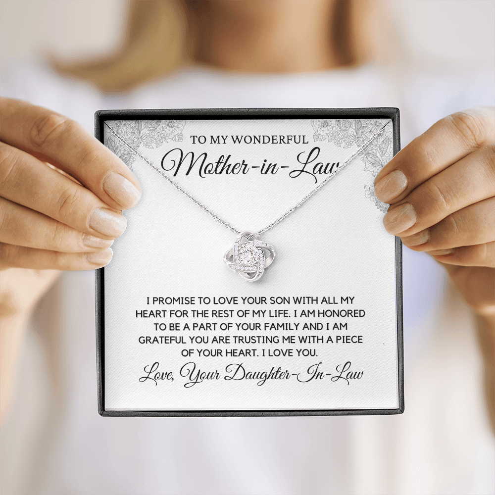 To Mother-in-Law from Daughter - Love Knot Necklace, wht