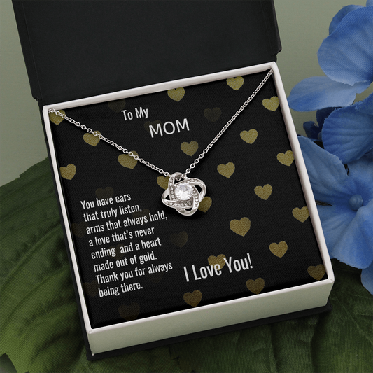 To My Mom, Heart of gold - Love Knot Necklace