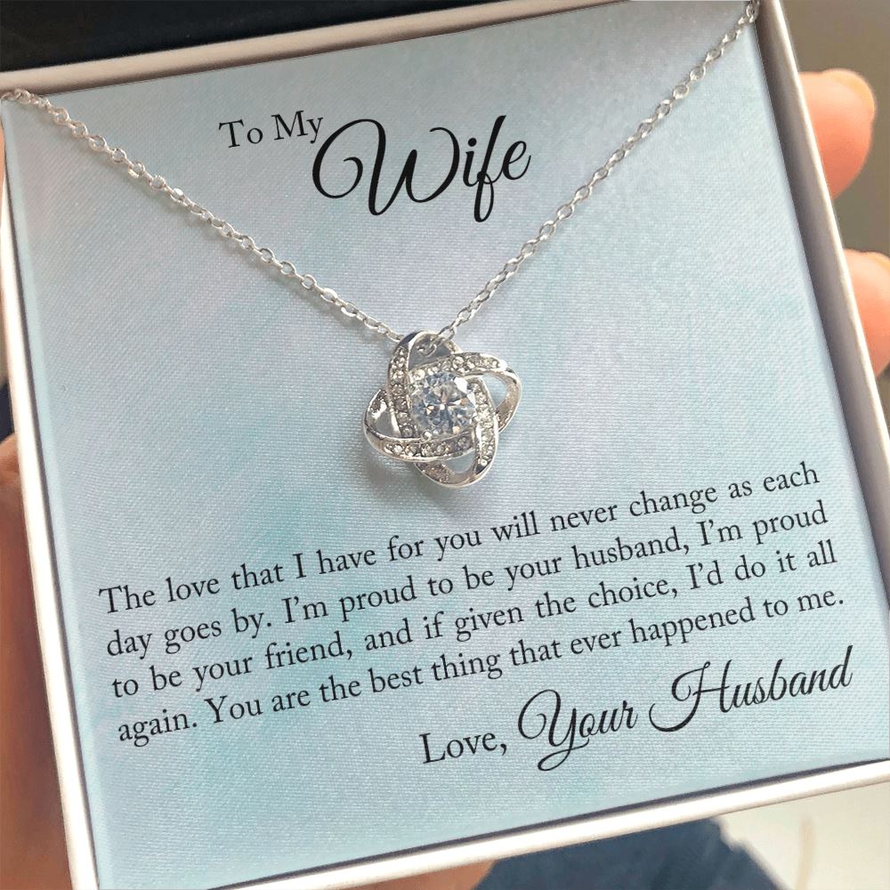 Proud to be your husband - Love Knot necklace Jewelry Two Toned Box 
