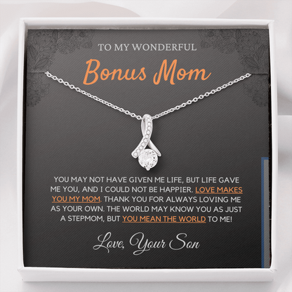 Wonderful Bonus Mom from Son - Alluring Beauty Necklace, blk, org