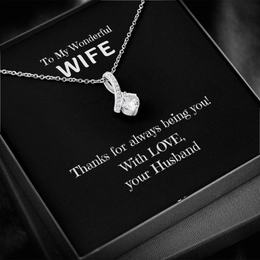 To My Wonderful Wife necklace Jewelry Two Toned Box 