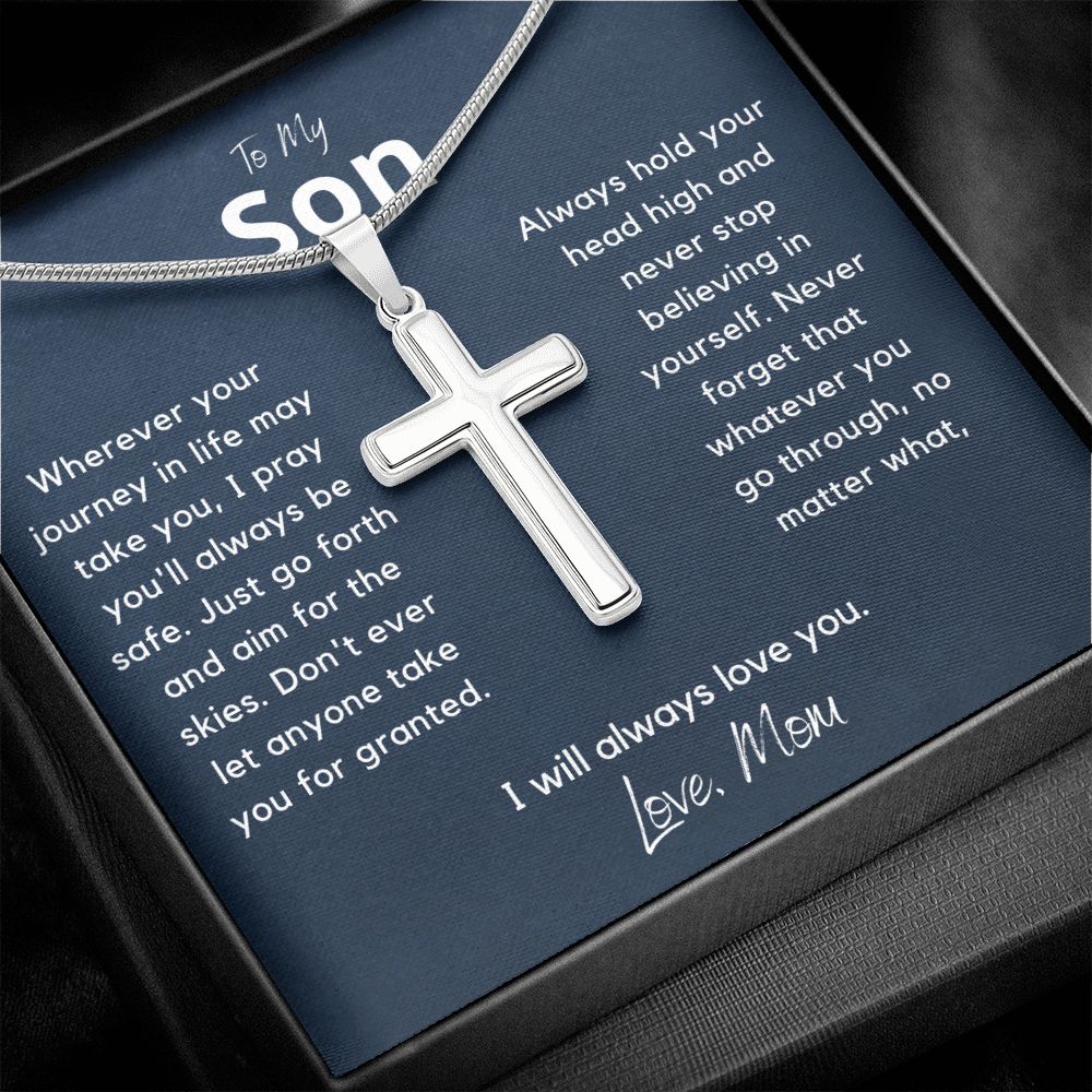 My Son from Mom, I pray you are safe - Stainless Steel Cross Necklace
