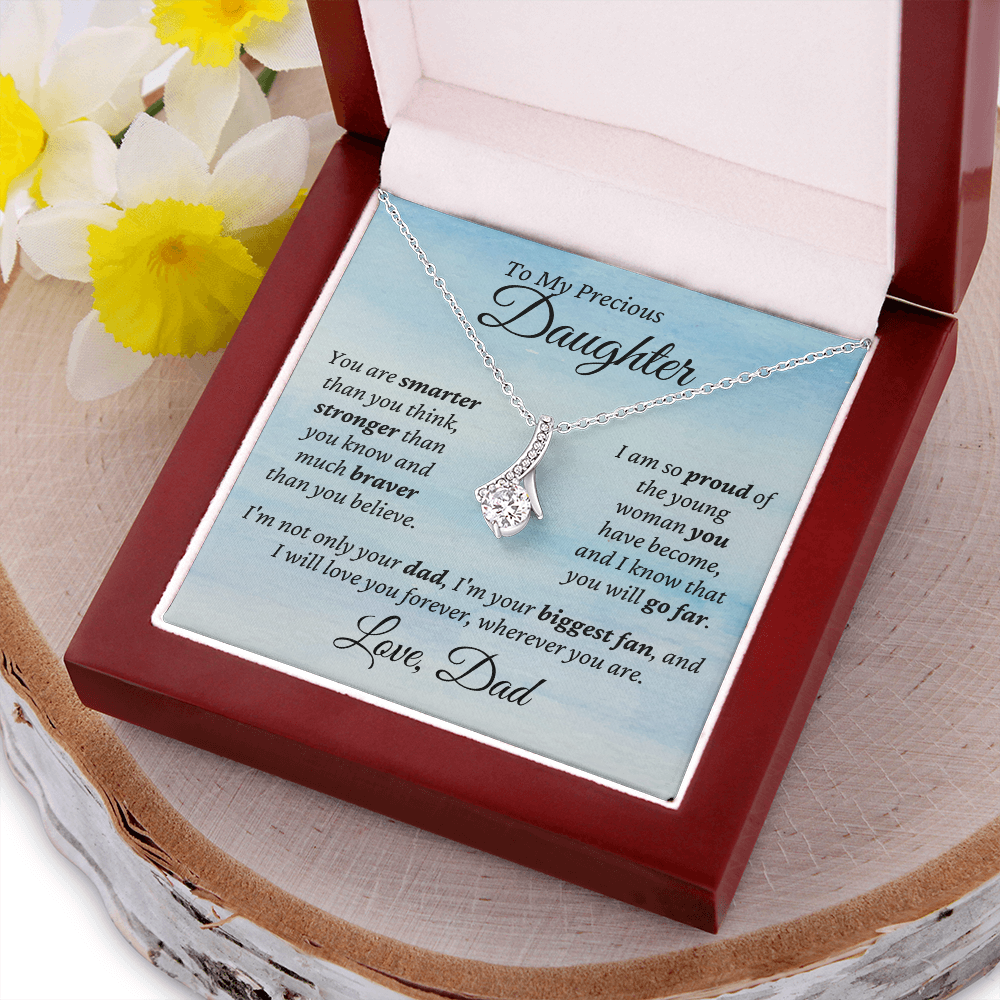 Precious Daughter, from Dad - Alluring Beauty Necklace | Graduation | Engagement | Moving Out | New Home | Birthday Gift for Daughter, hgs009