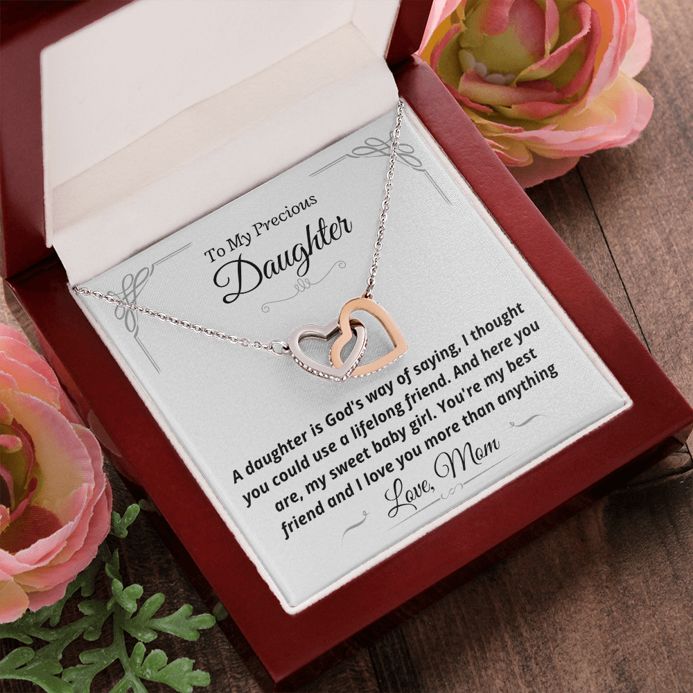 Precious Daughter, from Mom, God's way - Interlocking Hearts Necklace, hgs022
