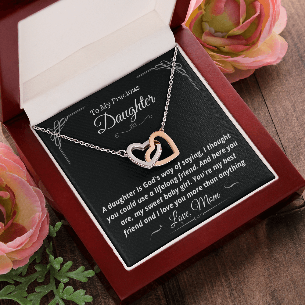 Precious Daughter, from Mom, God's way - Interlocking Hearts Necklace, hgs022.1
