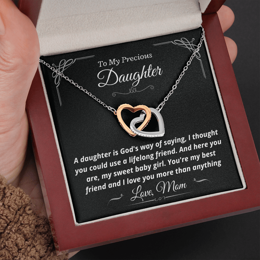 Precious Daughter, from Mom, God's way - Interlocking Hearts Necklace, hgs022.1