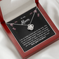 To my Mom from Daughter, I'm lucky to have you as my Mom - Love Knot Necklace, blk, flr